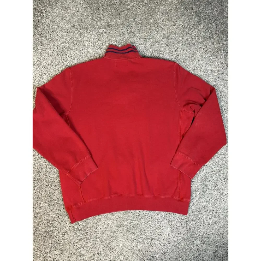 Polo Ralph Lauren Sweater Mens L Red 1/4 Zip Mock Neck Cotton Acrylic Pullover